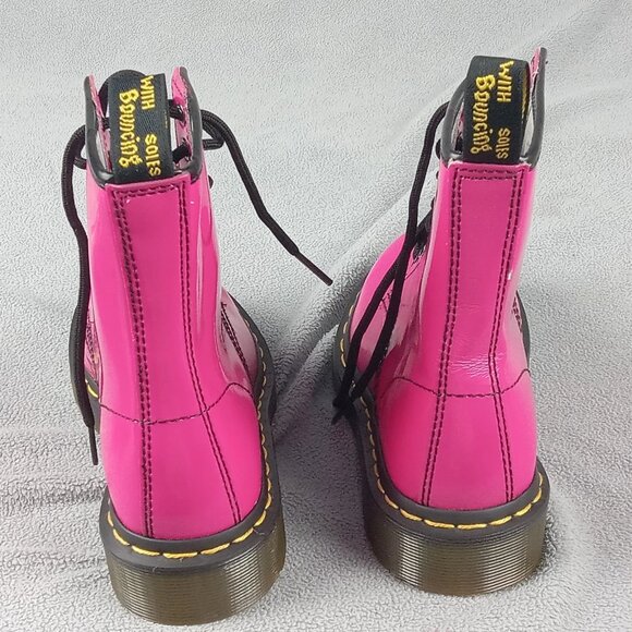 Women's Dr. Martens Doc 1460 W Combat Pink Patent Leather 8-Eye US Size 5 6629 - Picture 15 of 16